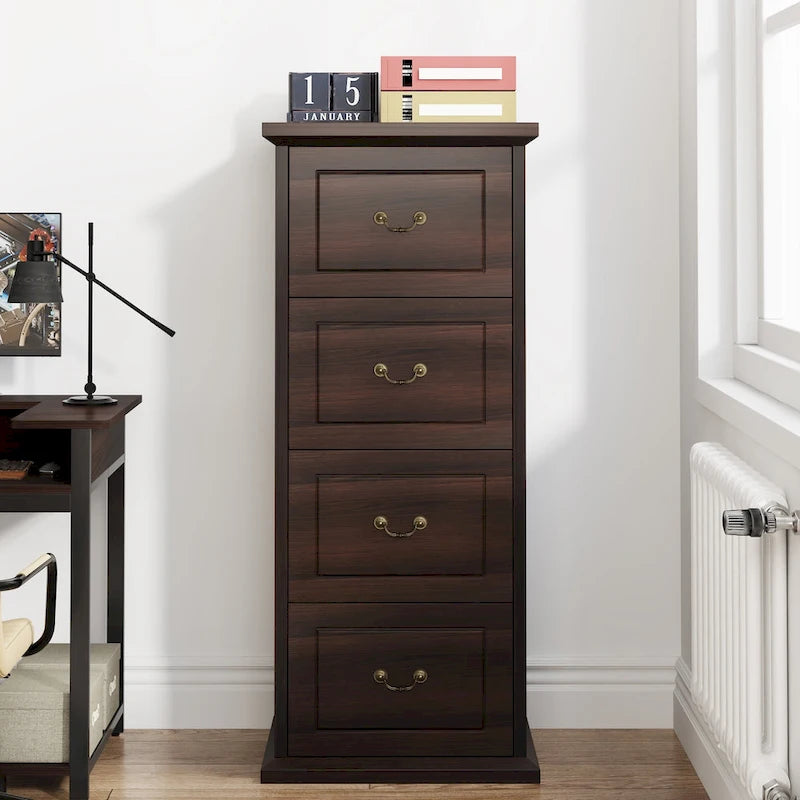 4-Drawer Vertical File Cabinet with Adjustable Hanging Rod for A4 and Letter Size