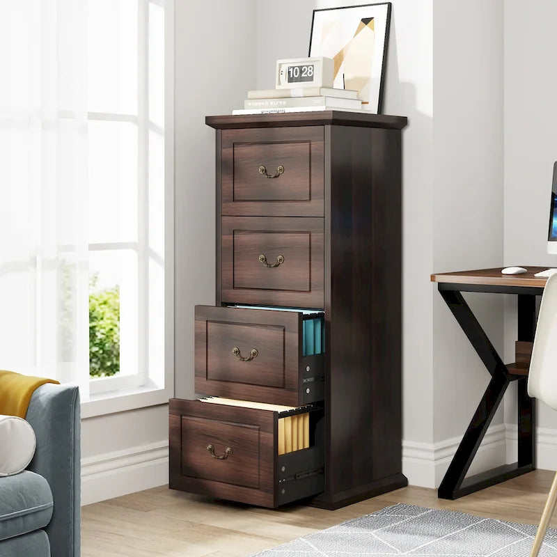 4-Drawer Vertical File Cabinet with Adjustable Hanging Rod for A4 and Letter Size