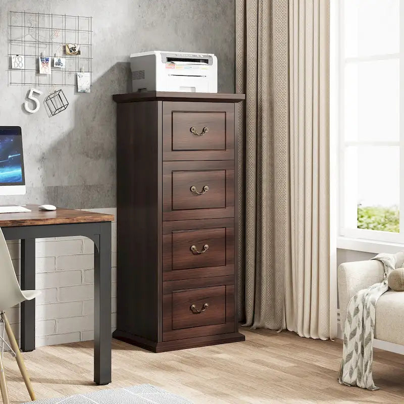 4-Drawer Vertical File Cabinet with Adjustable Hanging Rod for A4 and Letter Size