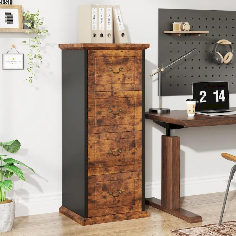 4-Drawer Vertical File Cabinet with Adjustable Hanging Rod for A4 and Letter Size