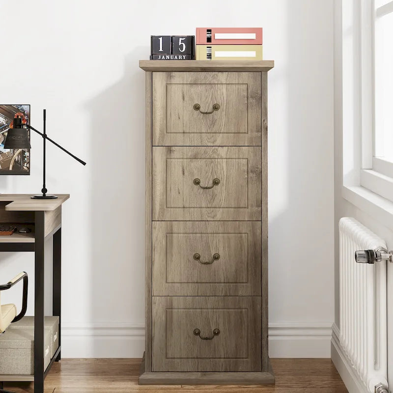 4-Drawer Vertical File Cabinet with Adjustable Hanging Rod for A4 and Letter Size