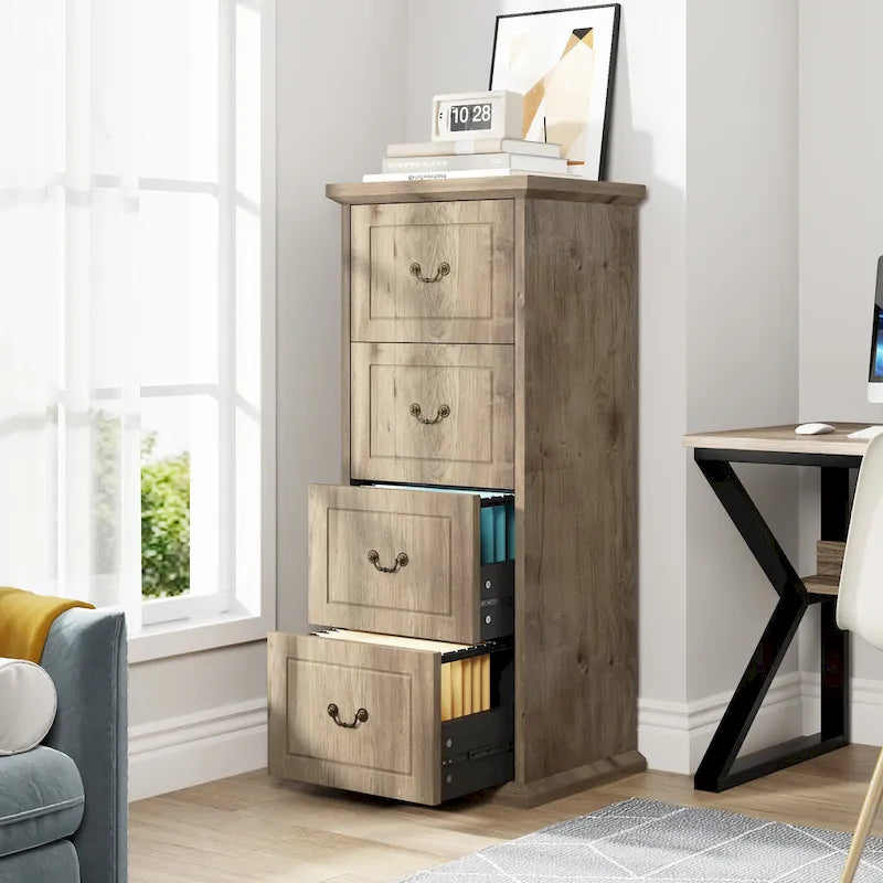 4-Drawer Vertical File Cabinet with Adjustable Hanging Rod for A4 and Letter Size