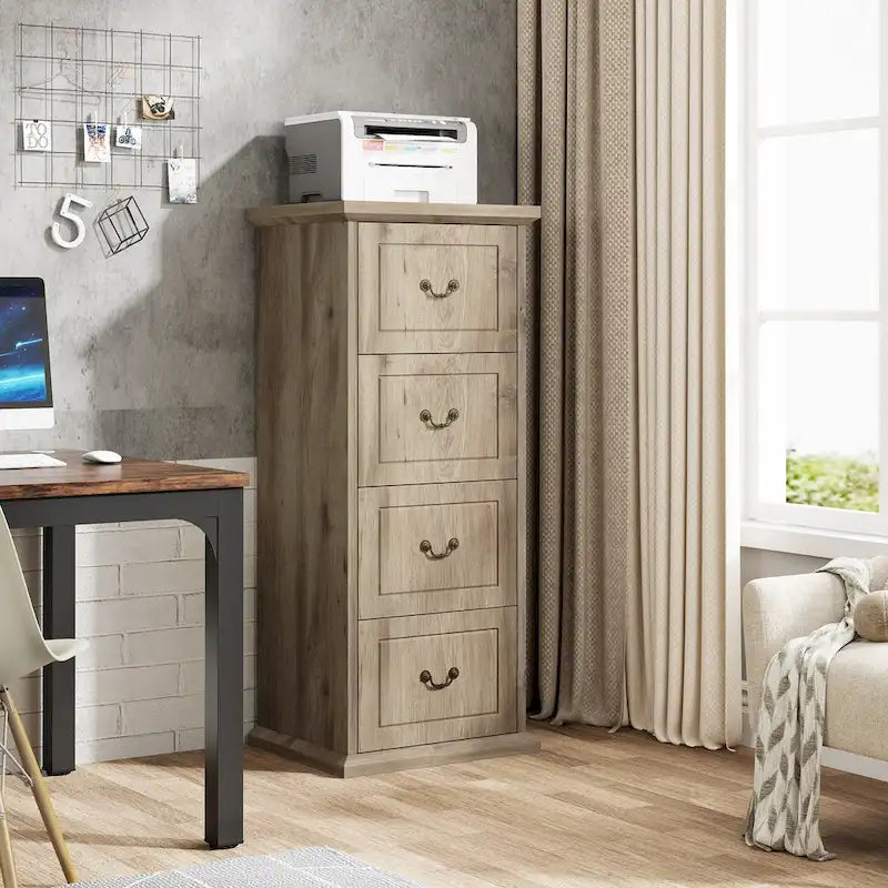 4-Drawer Vertical File Cabinet with Adjustable Hanging Rod for A4 and Letter Size