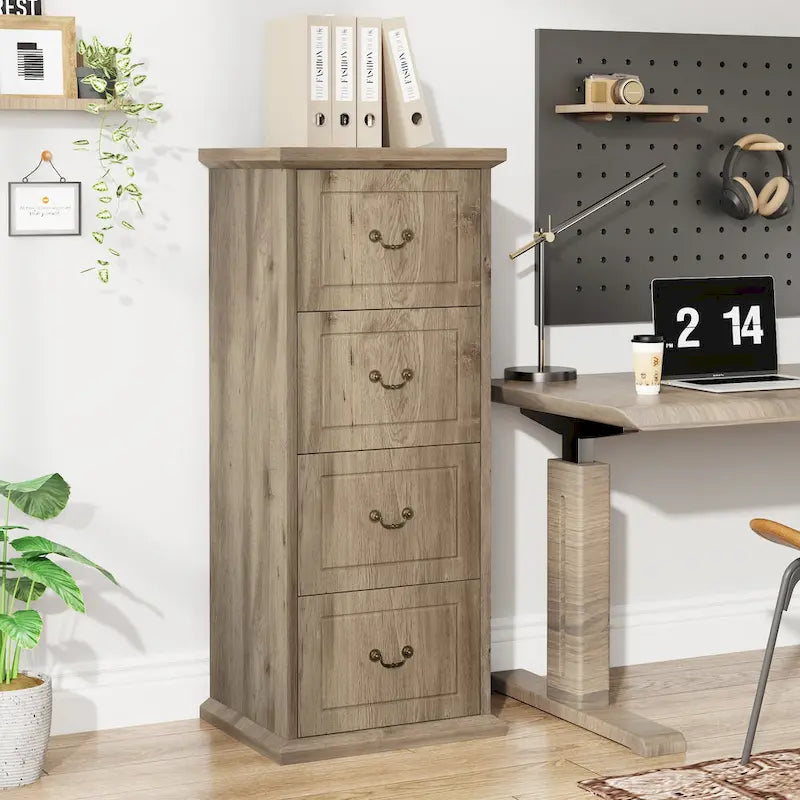 4-Drawer Vertical File Cabinet with Adjustable Hanging Rod for A4 and Letter Size