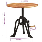 Round Adjustable-Height Wood and Cast Iron Side Table