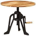 Round Adjustable-Height Wood and Cast Iron Side Table