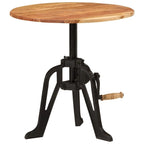 Round Adjustable-Height Wood and Cast Iron Side Table