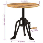 Round Adjustable-Height Wood and Cast Iron Side Table