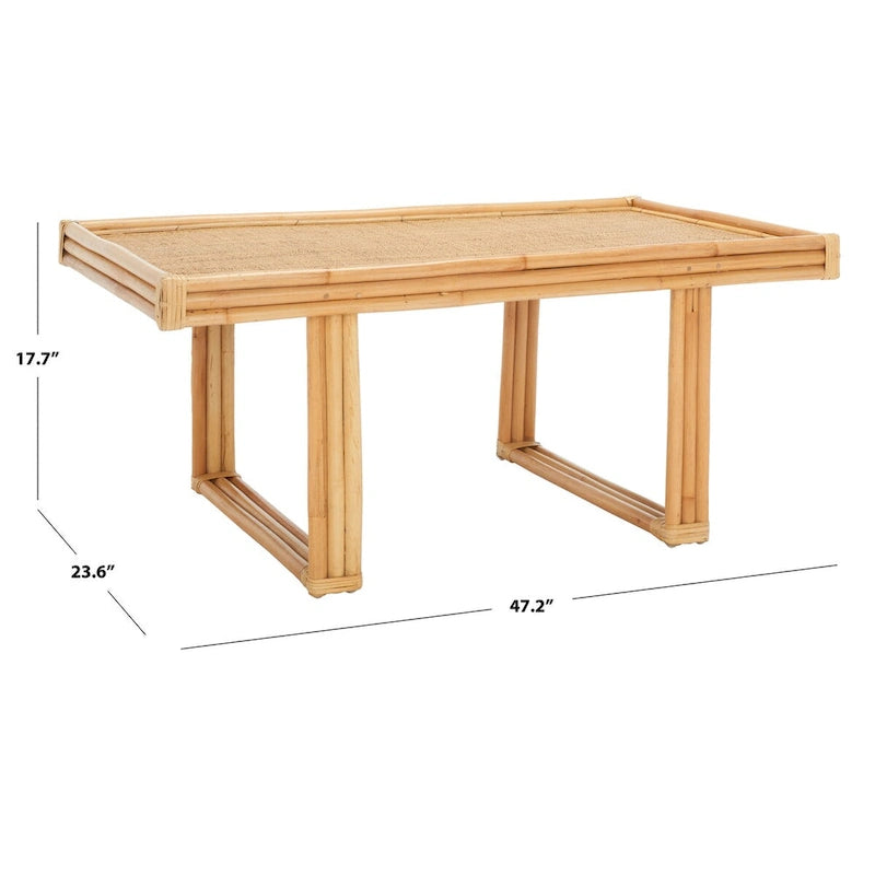 Tropical Boho Coastal Rattan Rectangle Coffee Table - 47 In. W x 24 In. D x 18 In. H - 47Wx24Dx18H