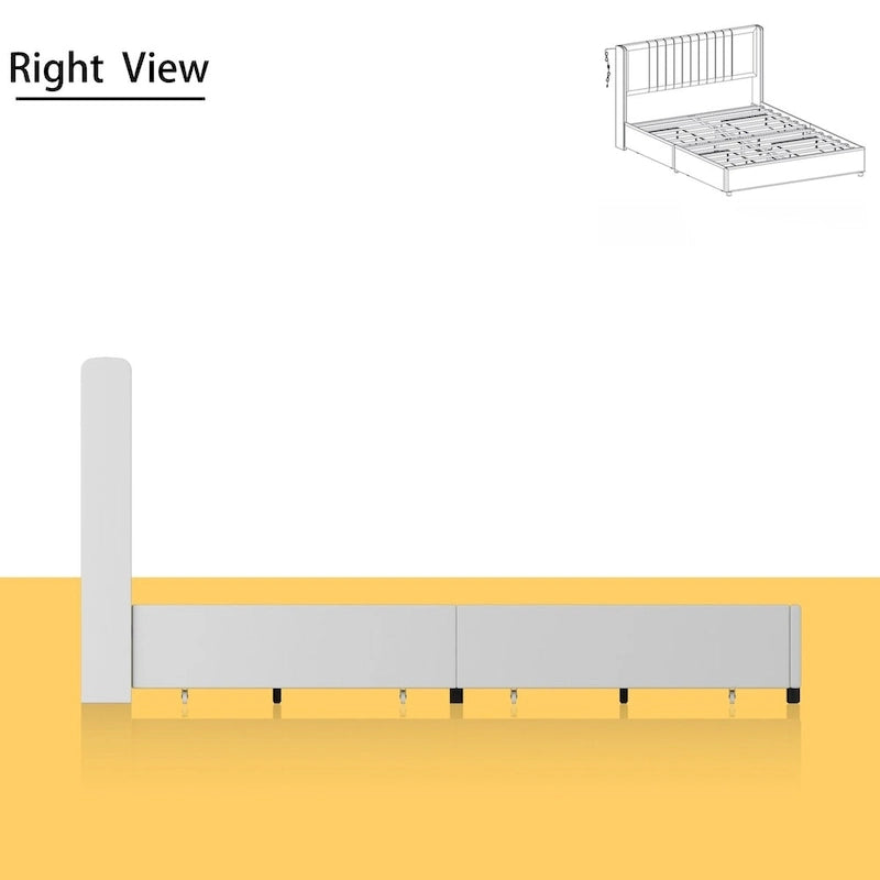 Lit plateforme rembourré à LED avec tiroir de rangement