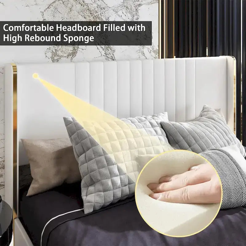 Lit plateforme rembourré à LED avec tiroir de rangement