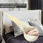 Lit plateforme rembourré à LED avec tiroir de rangement