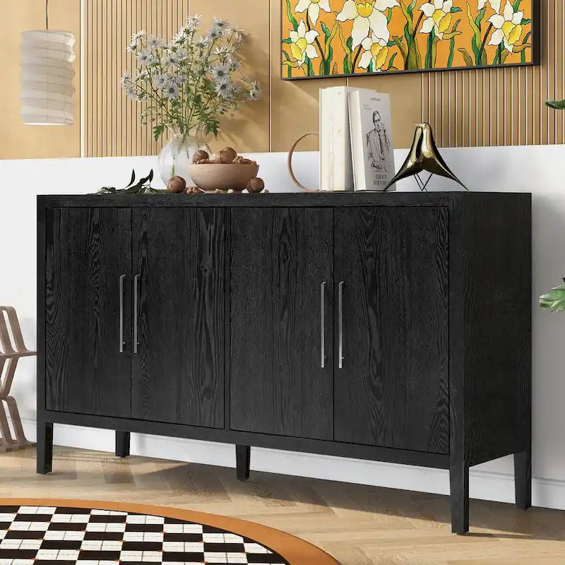 Credenza contenitore a 4 ante con ripiani regolabili