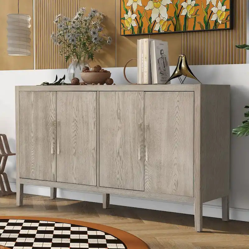Credenza contenitore a 4 ante con ripiani regolabili