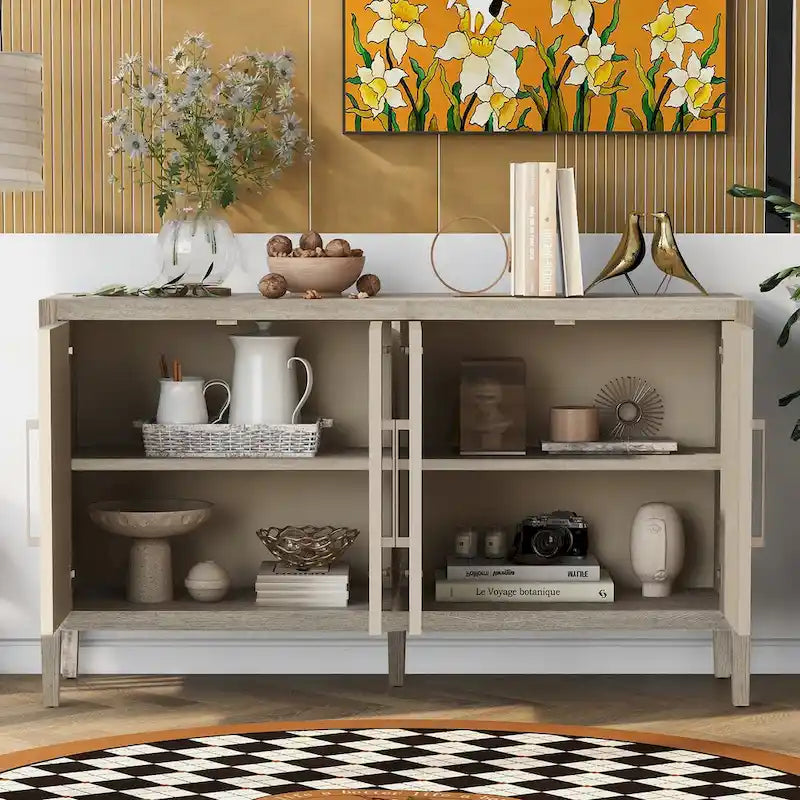 Credenza contenitore a 4 ante con ripiani regolabili