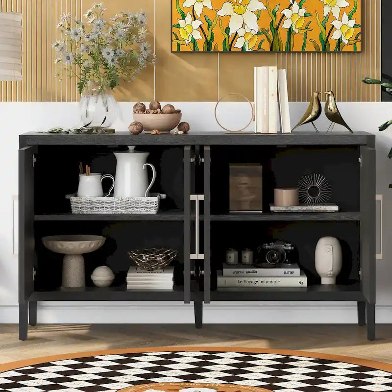 Credenza contenitore a 4 ante con ripiani regolabili