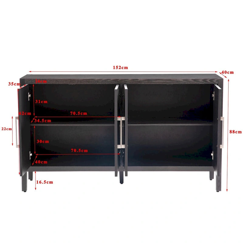 Credenza contenitore a 4 ante con ripiani regolabili