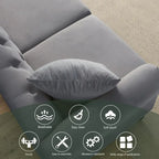 Velvet 3-Seater Sofa with Button Tufting, Rolled Arms