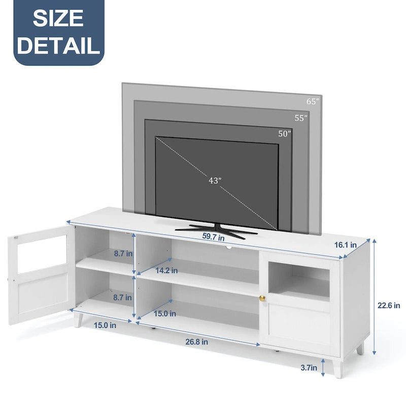 TV-Board mit LED-Beleuchtung und Stauraum, 59.7 in breit
