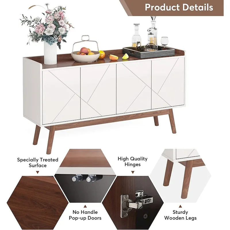 55-Inch Buffet Cabinet with Storage and Doors