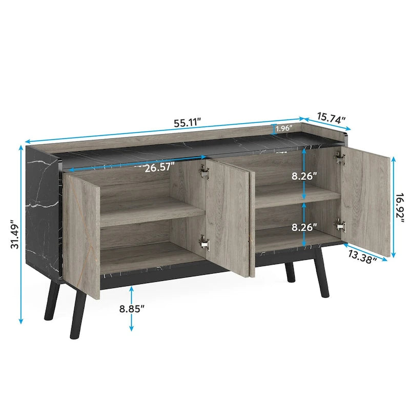 Szafka bufetowa 55-Inch ze schowkiem i drzwiami