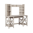 58-Inch Writing Desk with Open Shelves and Drawer
