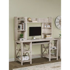 58-Inch Writing Desk with Open Shelves and Drawer