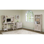 58-Inch Writing Desk with Open Shelves and Drawer
