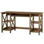 58-Inch Writing Desk with Open Shelves and Drawer