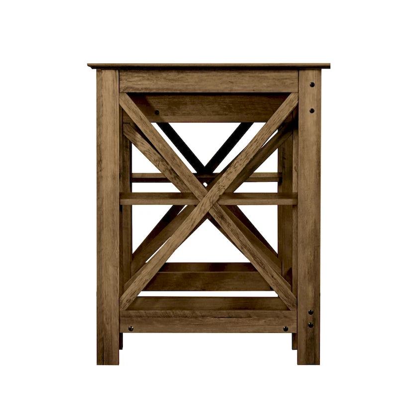 58-Inch Writing Desk with Open Shelves and Drawer