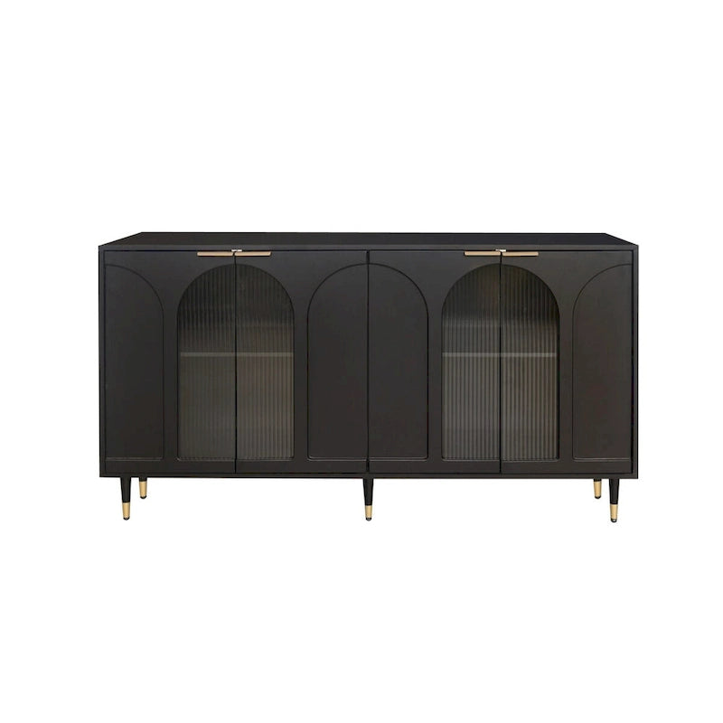 Wooden Accent Cabinet with 4 Glass Doors