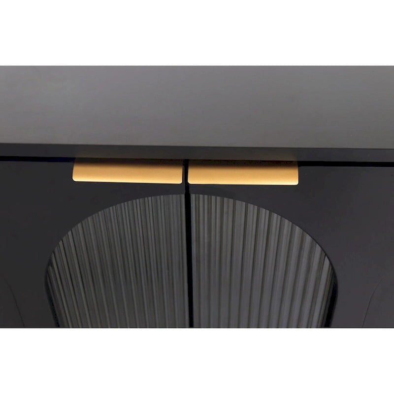 Wooden Accent Cabinet with 4 Glass Doors