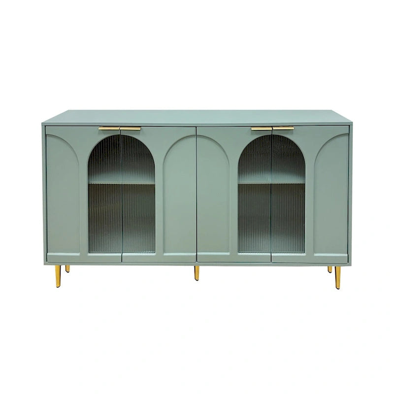 Wooden Accent Cabinet with 4 Glass Doors