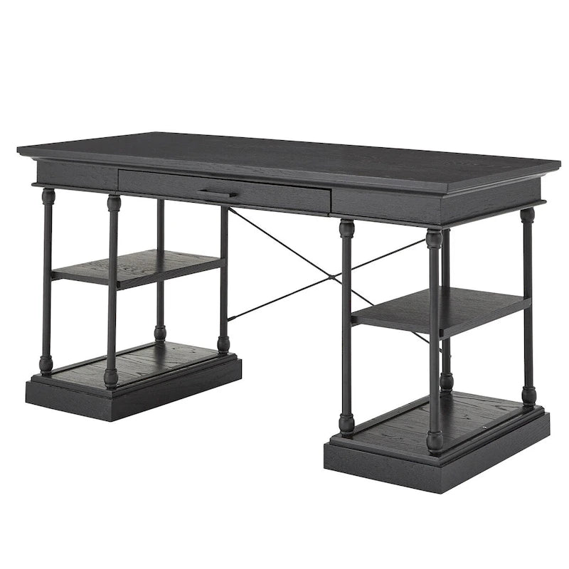 Writing Desk with Drop-Down Drawer and Four Shelves