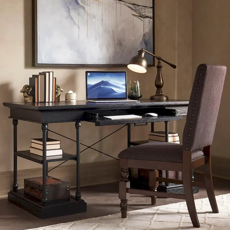 Writing Desk with Drop-Down Drawer and Four Shelves