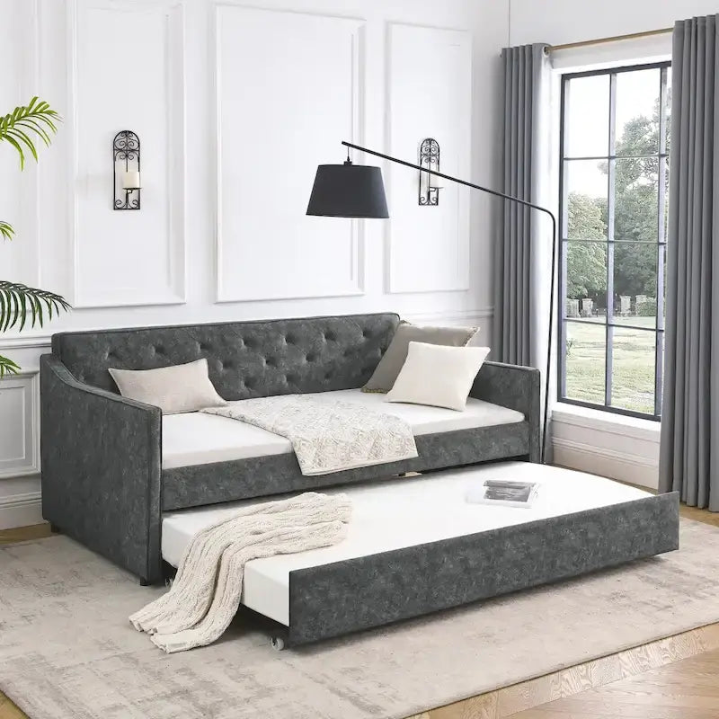 Twin Upholstered Daybed with Pull-Out Trundle