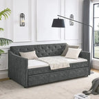 Letto da giorno imbottito singolo con letto estraibile