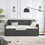 Letto da giorno imbottito singolo con letto estraibile