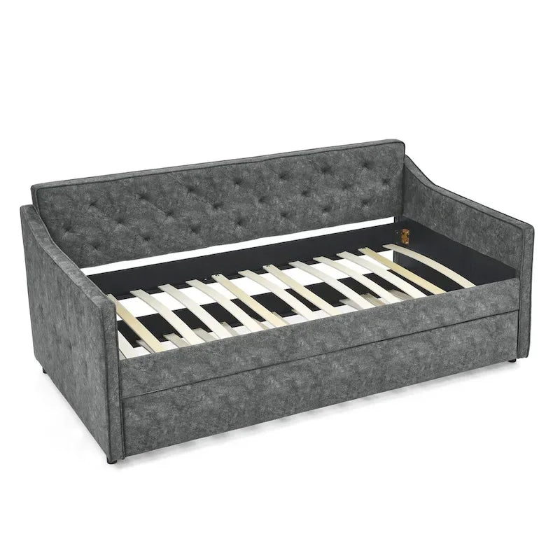 Letto da giorno imbottito singolo con letto estraibile