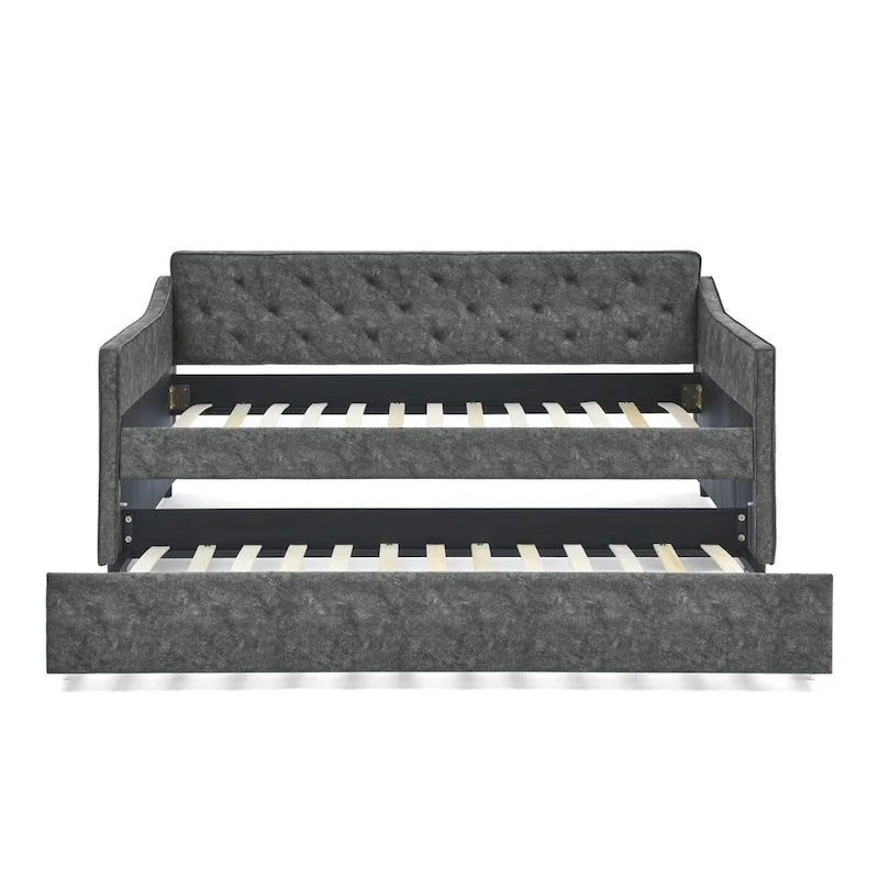Letto da giorno imbottito singolo con letto estraibile