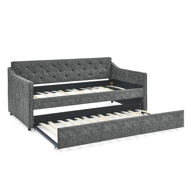 Letto da giorno imbottito singolo con letto estraibile