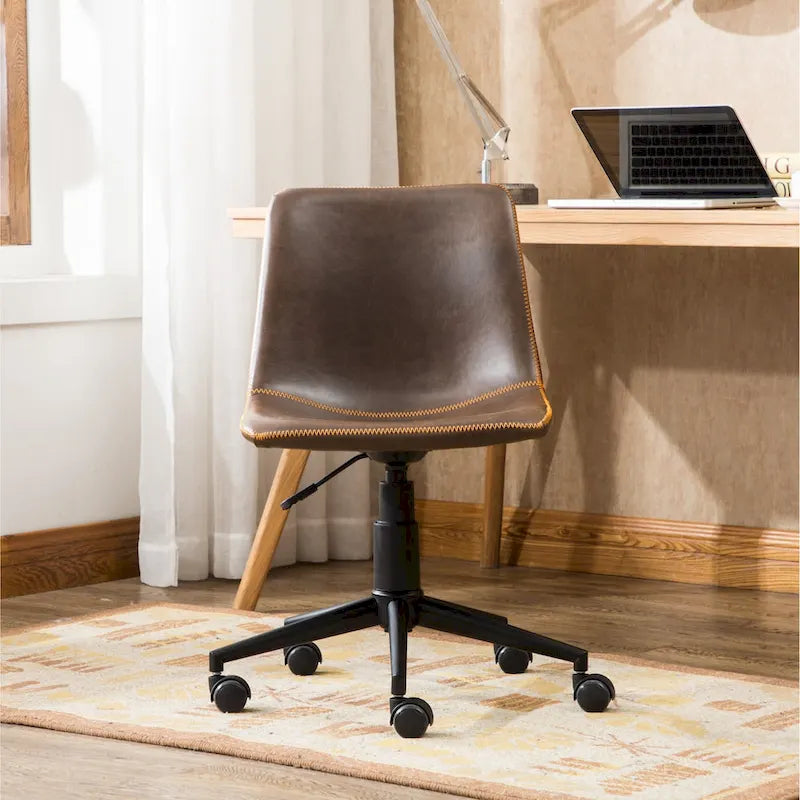 Faux Leather 360 Swivel Air Lift Office Chair, Antique Brown