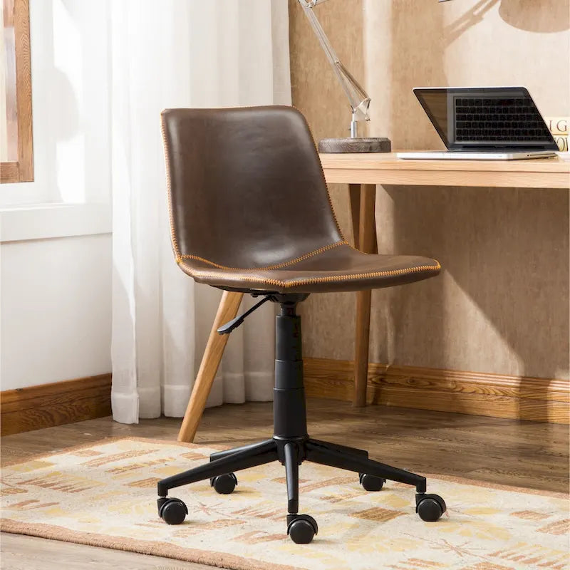 Faux Leather 360 Swivel Air Lift Office Chair, Antique Brown