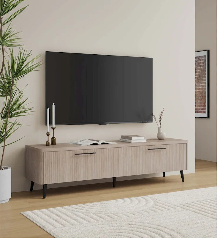 Mid-Century Modern TV Stand, 68.9 Inch, Fits TVs Up to 75 Inches