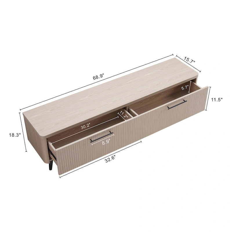 Tv-meubel in mid-centurystijl, 68.9 inch, geschikt voor tv's tot 75 inch