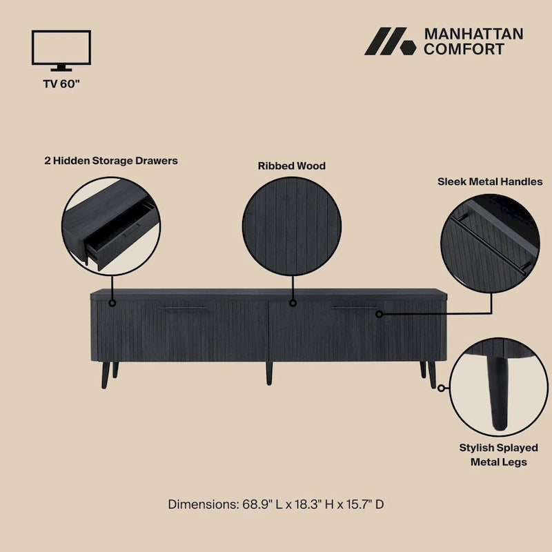 Tv-meubel in mid-centurystijl, 68.9 inch, geschikt voor tv's tot 75 inch